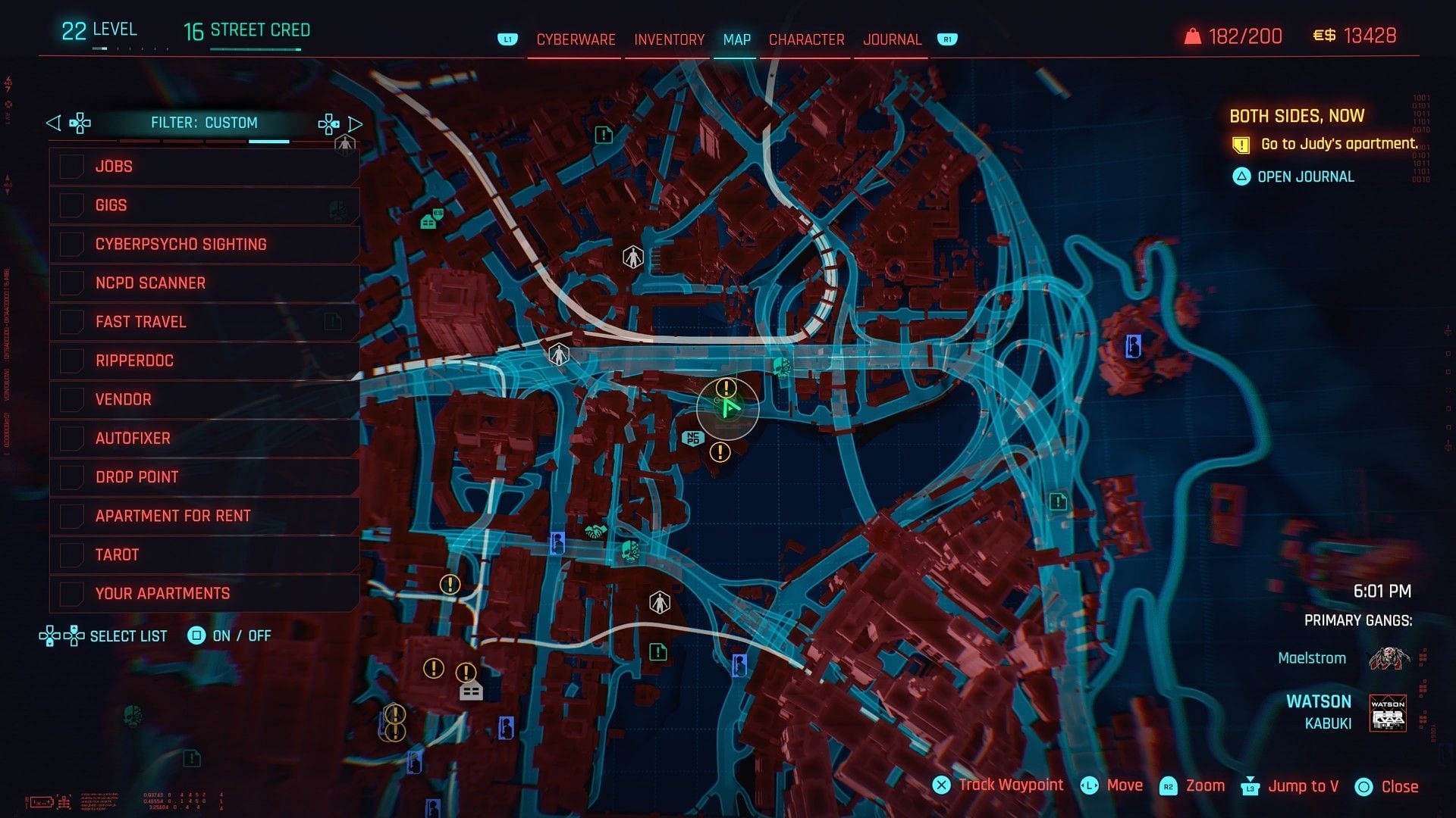 Judy's Apartment location (Image via Sportskeeda Gaming || CD Projekt Red)
